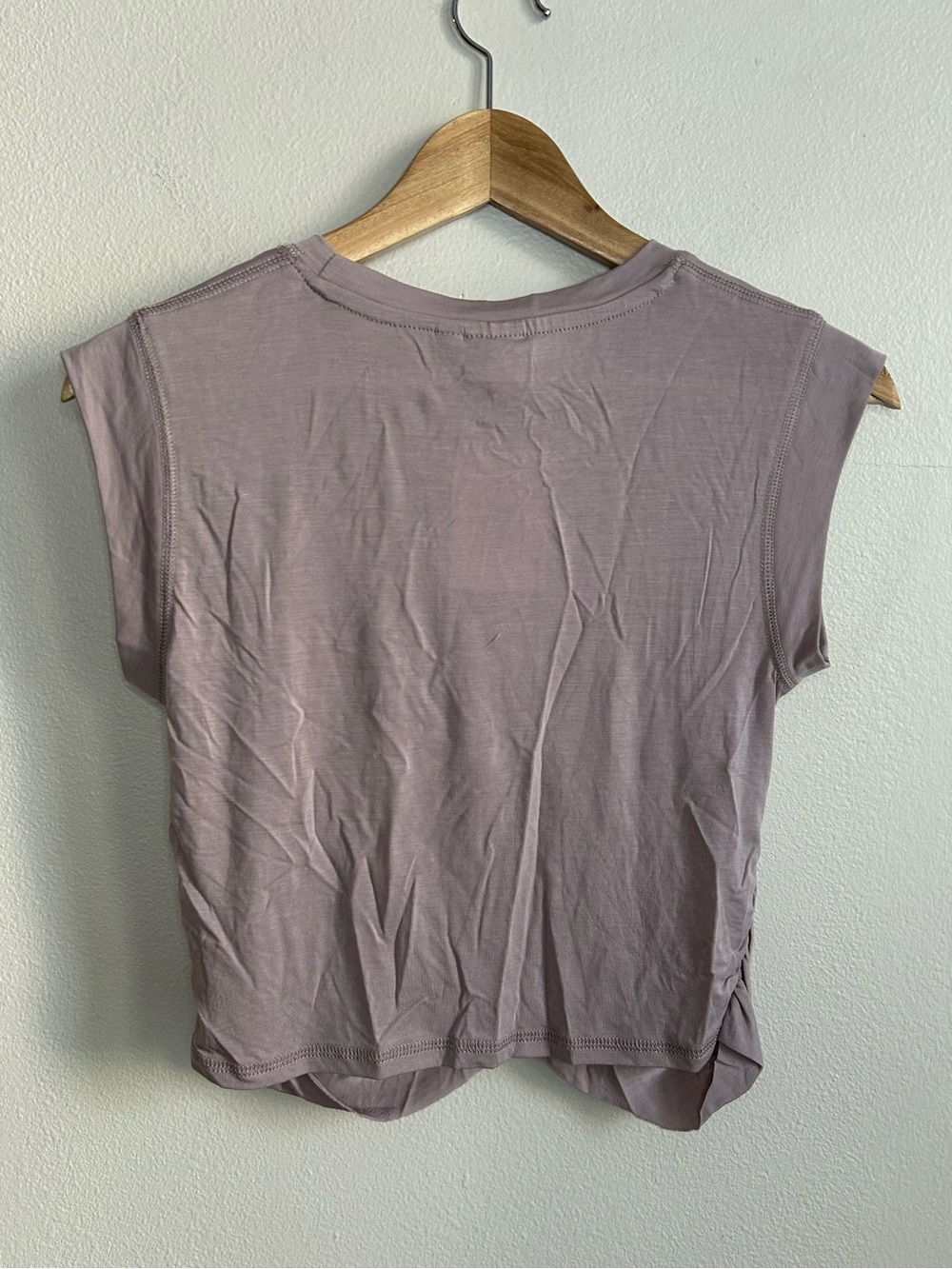 Mono B Dusty Mauve Cap Sleeve Muscle Tee Side Cinch Twist Hem Size S Small - Picture 8 of 8
